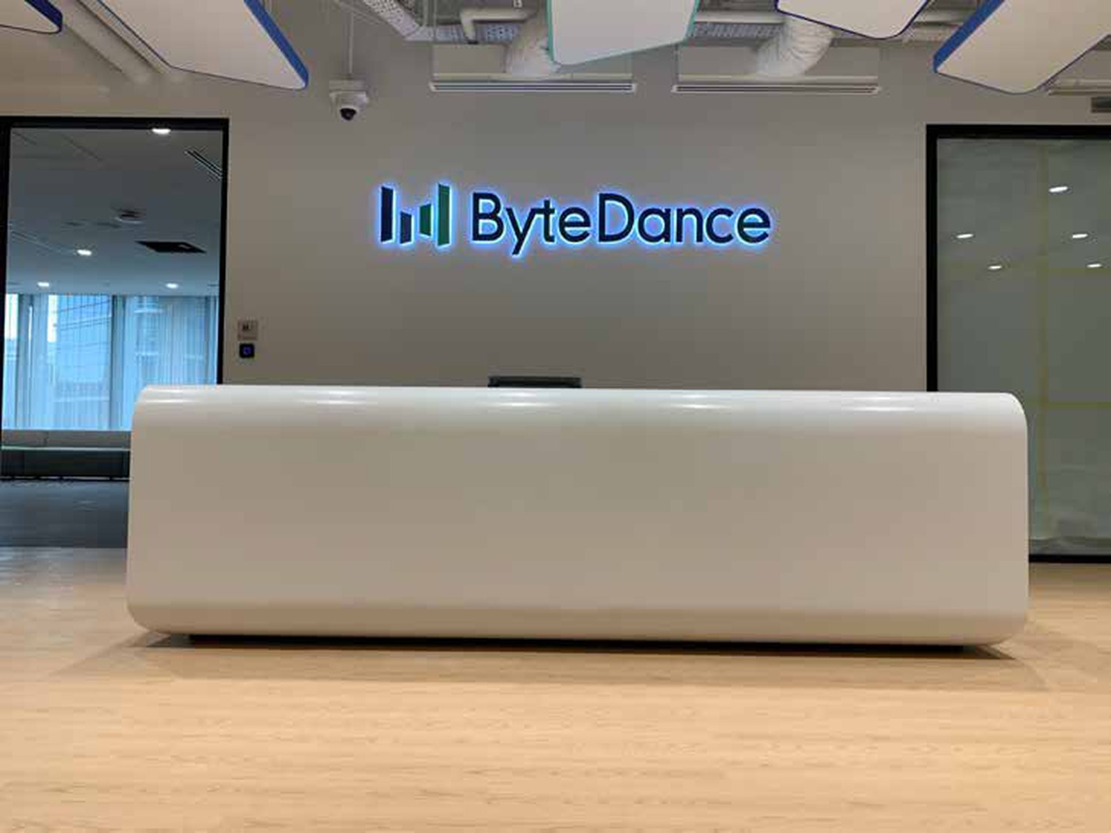 ByteDance — backlit reception logo
