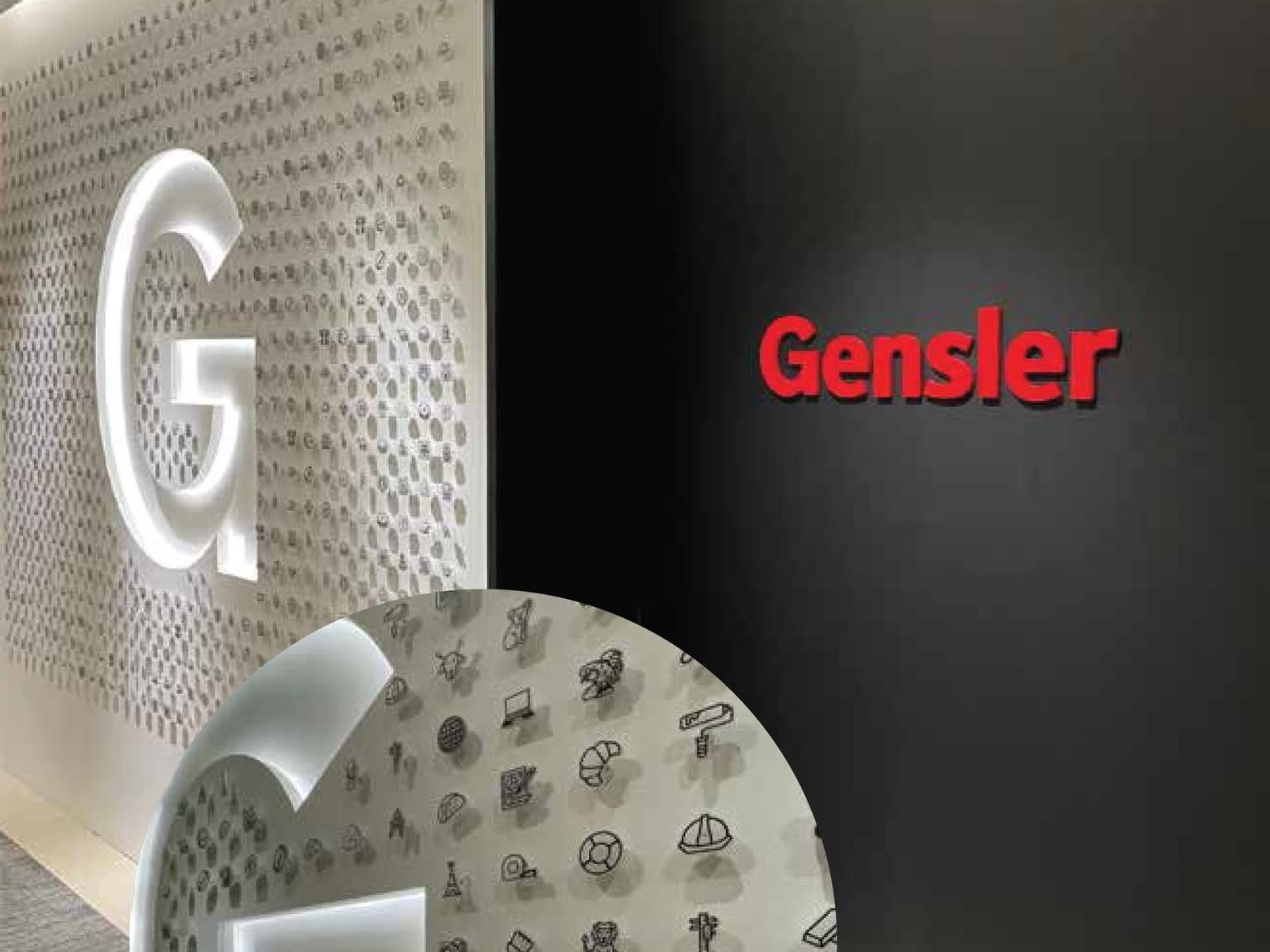Gensler — debossed logo · edge-lit · miniature