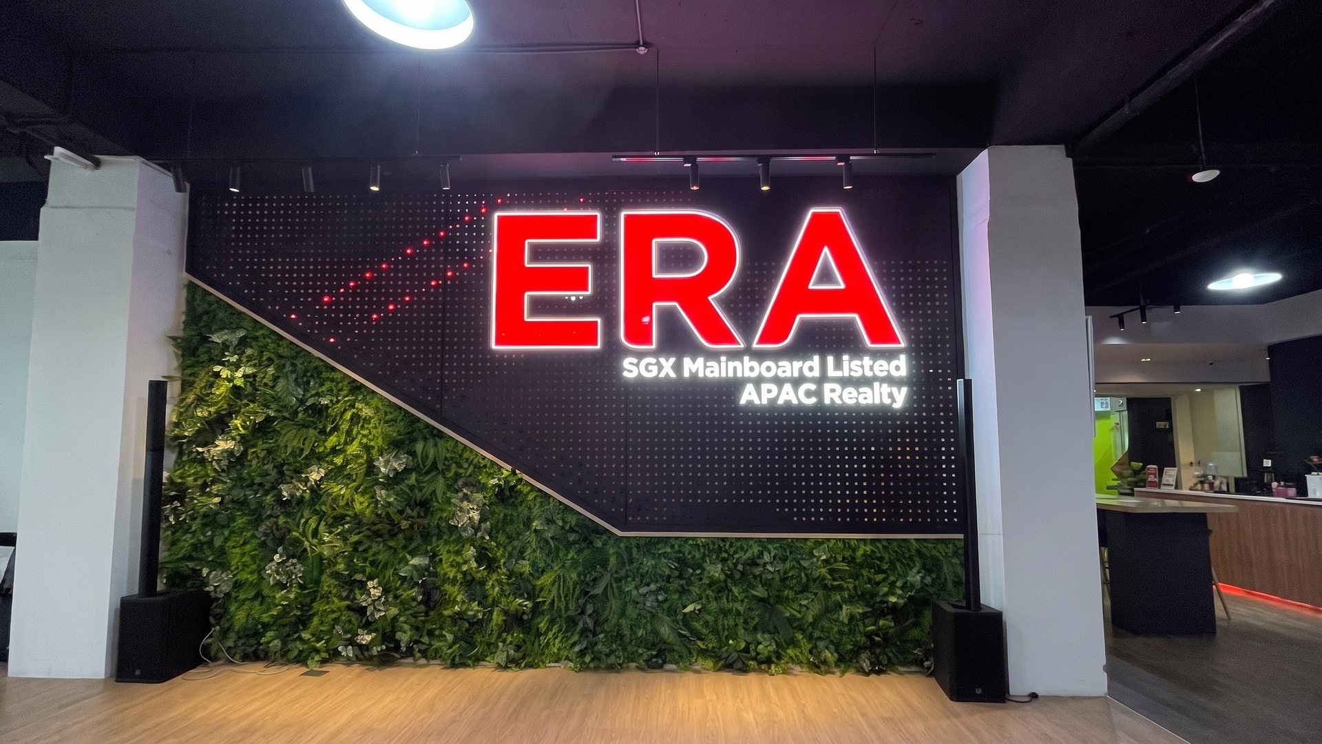 ERA illuminated letters on living green wall
